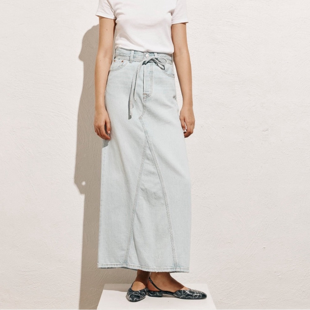 Levi's Long Icon Denim Midi Skirt Light Blue